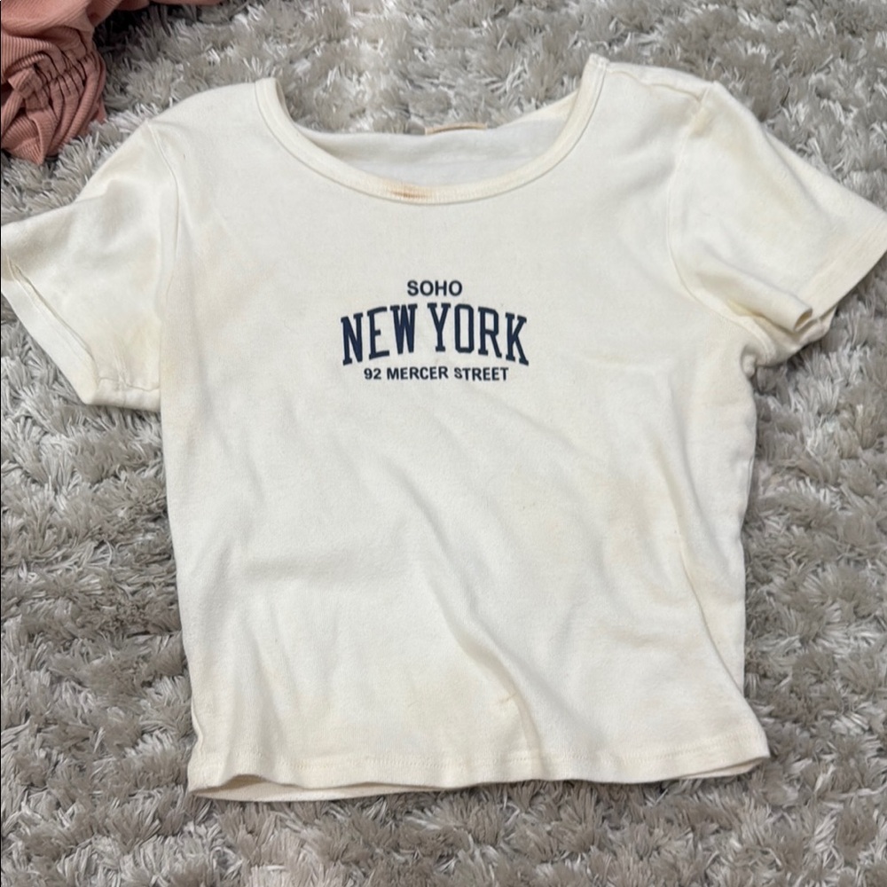 Brandy Melville Cream Graphic Tee